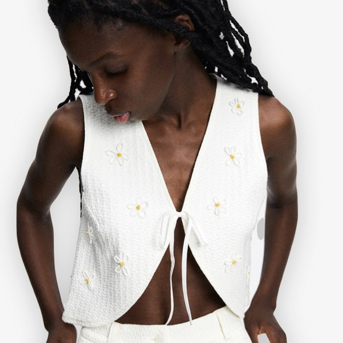 Retro Giletje Apolo Flowers | Rita Row | Wit from WhatTheF