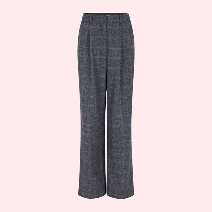 Geruite Bandplooi Pantalon Annie | Soft Rebels | Grijs from WhatTheF