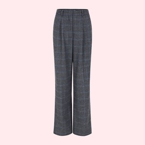 Geruite Bandplooi Pantalon Annie | Soft Rebels | Grijs from WhatTheF