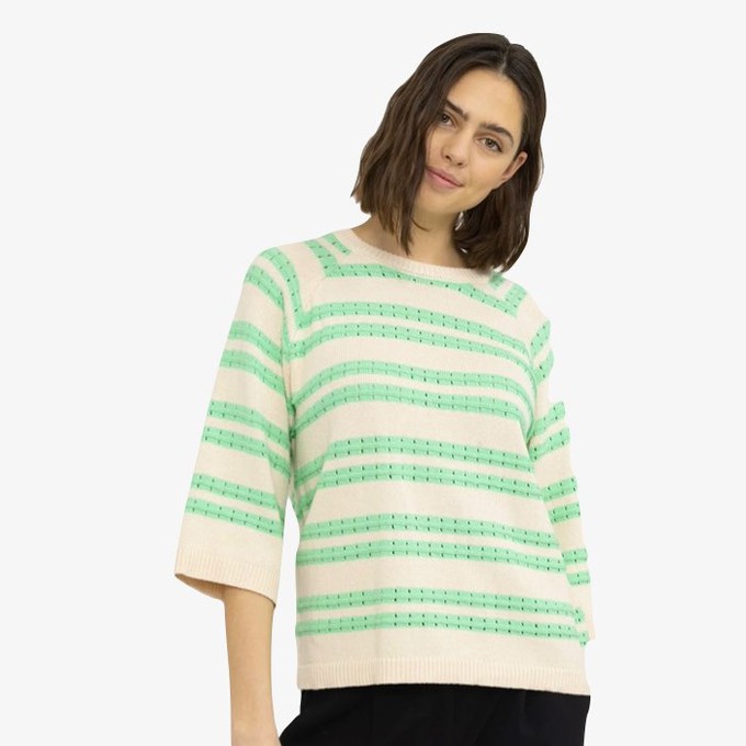 Gestreepte Sweater Davina | Soft Rebels | Groen from WhatTheF