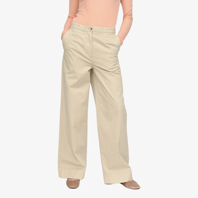 Wide Leg Pantalon Tabita | Soft Rebels | Beige from WhatTheF