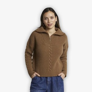 Sweater Teddi met Rits | Lounge Nine | Caramel from WhatTheF
