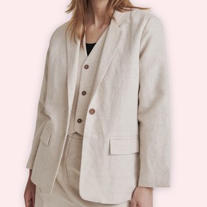 Linnen Blazer Nata | Basic Apparel | Naturel from WhatTheF