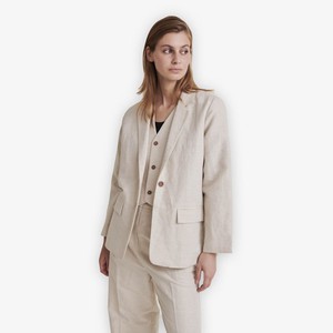 Linnen Blazer Nata | Basic Apparel | Naturel from WhatTheF