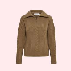 Sweater Teddi met Rits | Lounge Nine | Caramel van WhatTheF