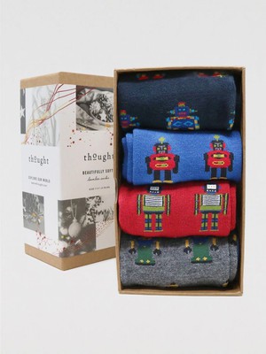 Thought | 4 paar bamboe herensokken robots (giftbox) from WWen