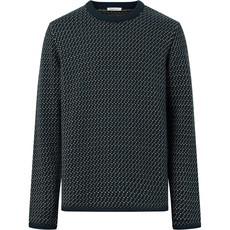 Knowledge Cotton Apparel | sweater katoen eclipse knit navy via WWen