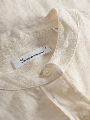 Knowledge Cotton Apparel | linnen bloesje korte mouw buttercream from WWen