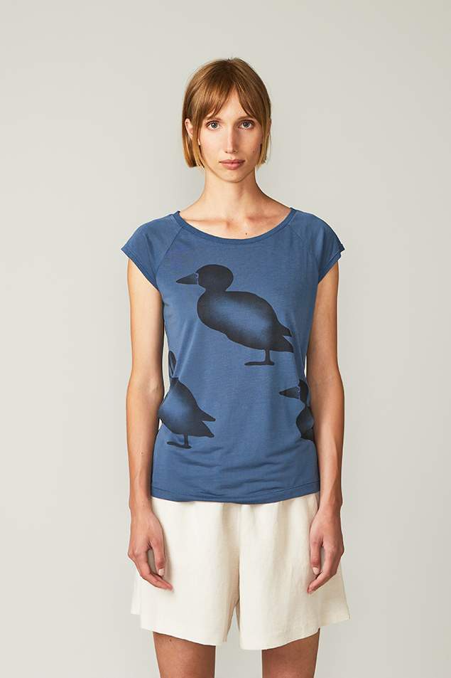 Päälä | bamboe t-shirt ducks denim blue from WWen