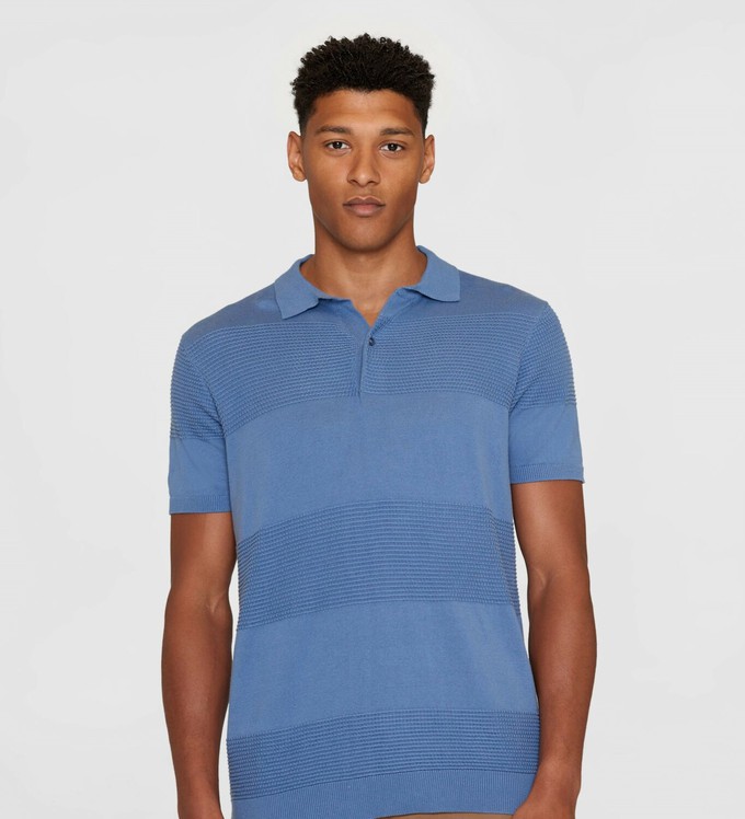 Knowledge Cotton Apparel | polo knitted pattern moonlight blue from WWen