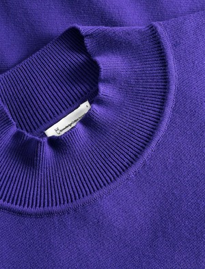 Knowledge Cotton Apparel | wijde kolsweater fijne knit paars from WWen