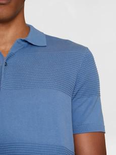 Knowledge Cotton Apparel | polo knitted pattern moonlight blue via WWen