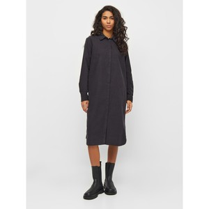 Knowledge Cotton Apparel | middellange shirt dress jurk corduroy zwart from WWen