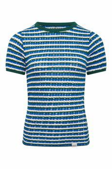 Komodo | top penelope open knit crochet blue-green stripes via WWen