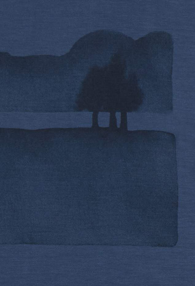 Päälä | bamboe t-shirt misty landscape denim blue from WWen
