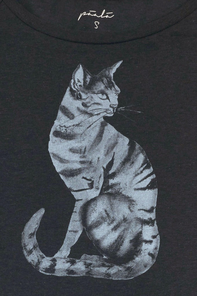 Päälä | bamboe t-shirt zwarte kat from WWen