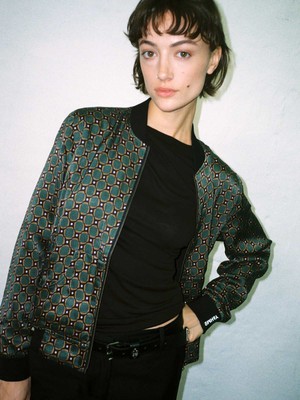 Ruth Reversible Bomber Jacket Emerald/Black from Yahmo Ruth Reversible Bomber Jacket Emerald/Black from Yahmo