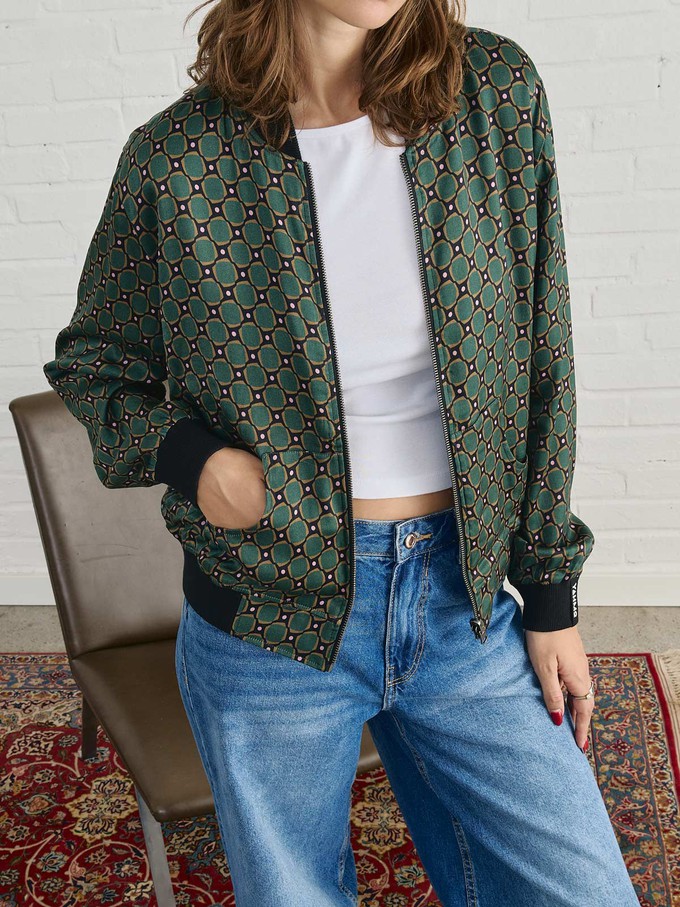 Ruth Reversible Bomber Jacket Emerald/Black from Yahmo Ruth Reversible Bomber Jacket Emerald/Black from Yahmo