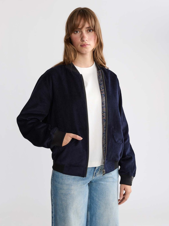 Elsa Reversible Bomber Jacket Paisley/Navy from Yahmo