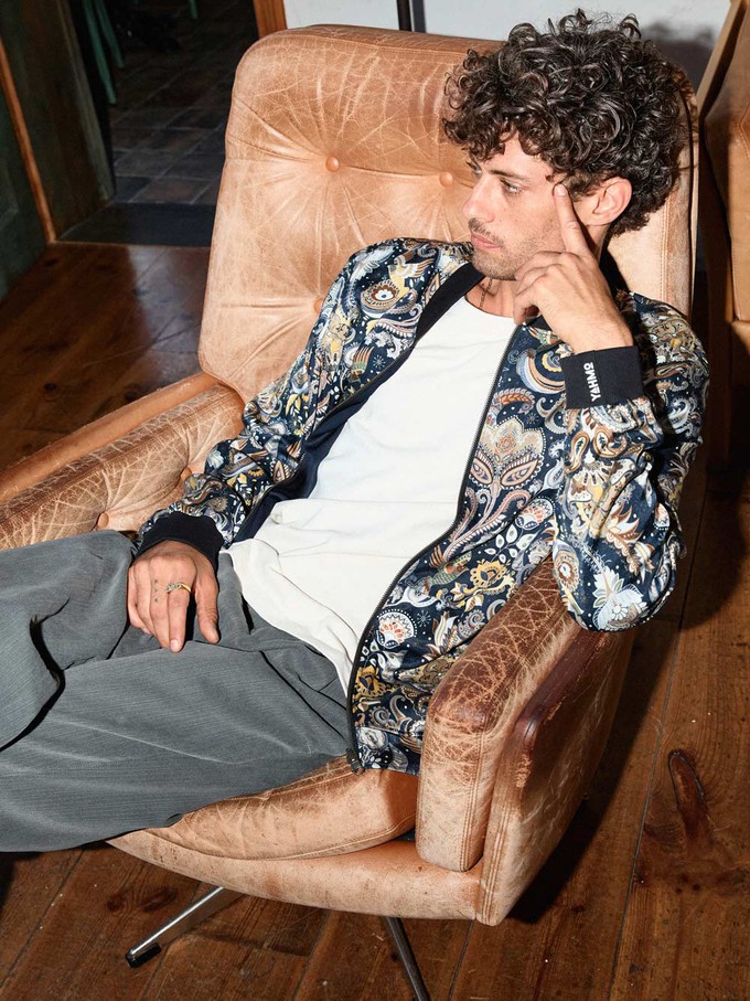 Laslo Reversible Bomber Jacket bird/navy from Yahmo