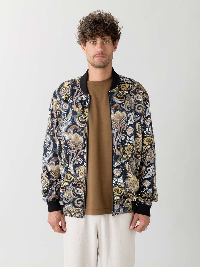 Laslo Reversible Bomber Jacket bird/navy from Yahmo