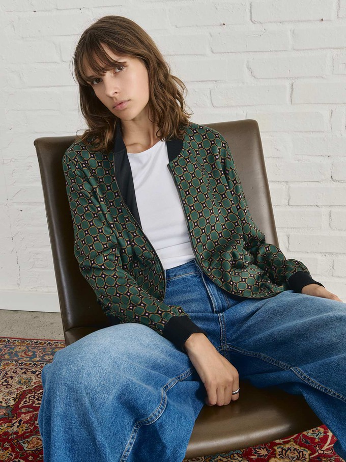 Ruth Reversible Bomber Jacket Emerald/Black from Yahmo Ruth Reversible Bomber Jacket Emerald/Black from Yahmo