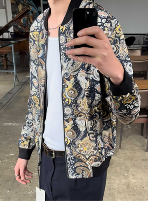 Laslo Reversible Bomber Jacket bird/navy from Yahmo