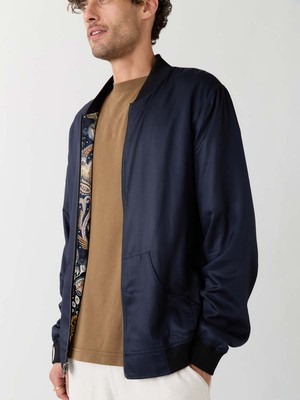 Laslo Reversible Bomber Jacket bird/navy from Yahmo