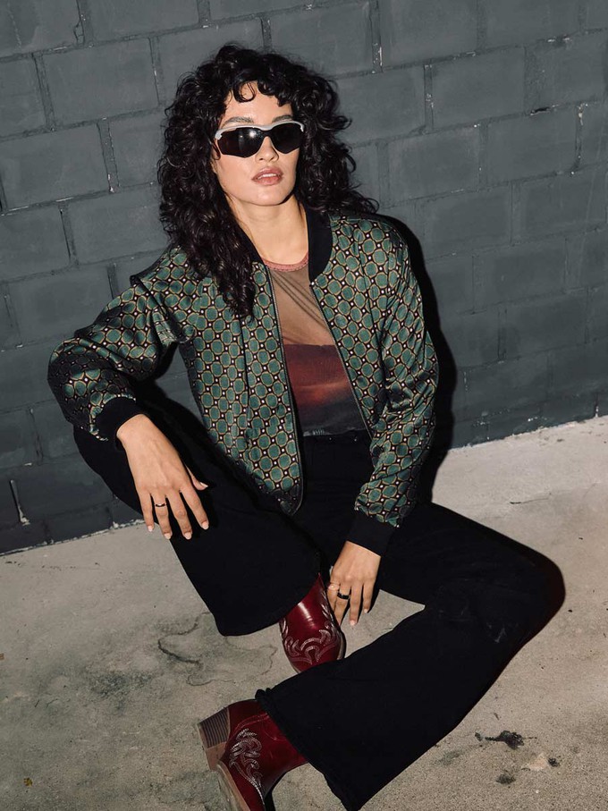 Ruth Reversible Bomber Jacket Emerald/Black from Yahmo Ruth Reversible Bomber Jacket Emerald/Black from Yahmo