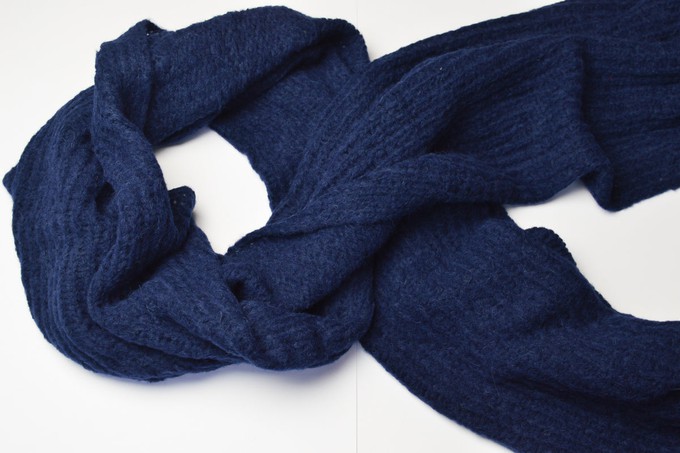 Extra Large Scarf | Navy Blue | Baby Alpaca & Merino Wool Blend | Loosely Knitted from Yanantin Alpaca