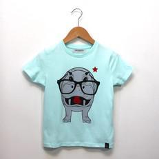 Kinder t-shirt ‘Hippo opticmistic’ – Aqua via zebrasaurus