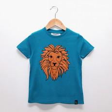 Kinder t-shirt ‘Oeh Lion’ – Aqua van zebrasaurus