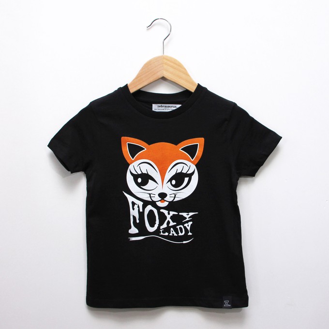 Kinder t-shirt ‘Foxy lady’ – Black from zebrasaurus