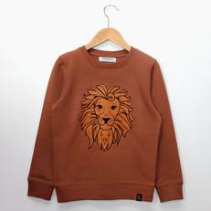 Kids sweater ‘Oeh Lion’ – Camel van zebrasaurus