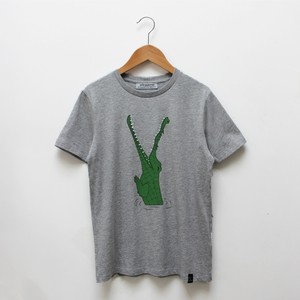 Kinder t-shirt ‘Croc monsieur’ | Grey melange from zebrasaurus