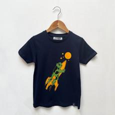 Kinder t-shirt ‘Frocket’ | Navy van zebrasaurus