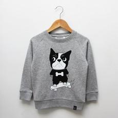 Kinder sweater ‘Baggy dog’ – Grey melange via zebrasaurus