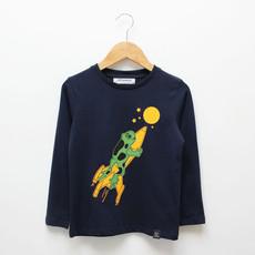 Kinder longsleeve t-shirt ‘Frocket’ | Navy via zebrasaurus