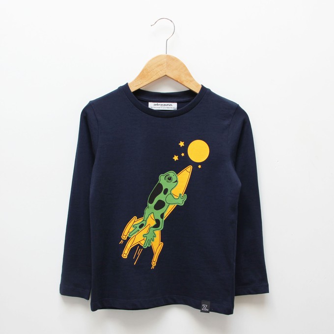Kinder longsleeve t-shirt ‘Frocket’ | Navy from zebrasaurus