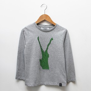Kinder longsleeve t-shirt ‘Croc monsieur’ | Grey melange from zebrasaurus