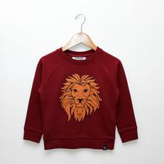 Kinder sweater ‘Oeh Lion’ – Burgundy van zebrasaurus