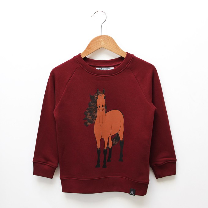 Kinder sweater ‘Horse-d’oeuvre’ | Burgundy from zebrasaurus