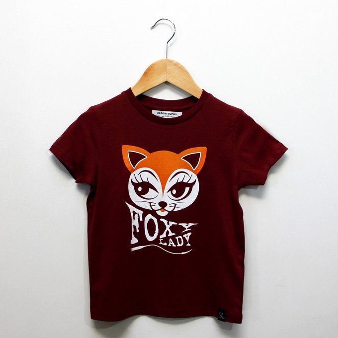 Kinder t-shirt ‘Foxy lady’ – Burgundy from zebrasaurus