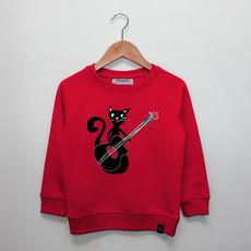 Kinder sweater ‘Django is worth the cat’ – Rood via zebrasaurus
