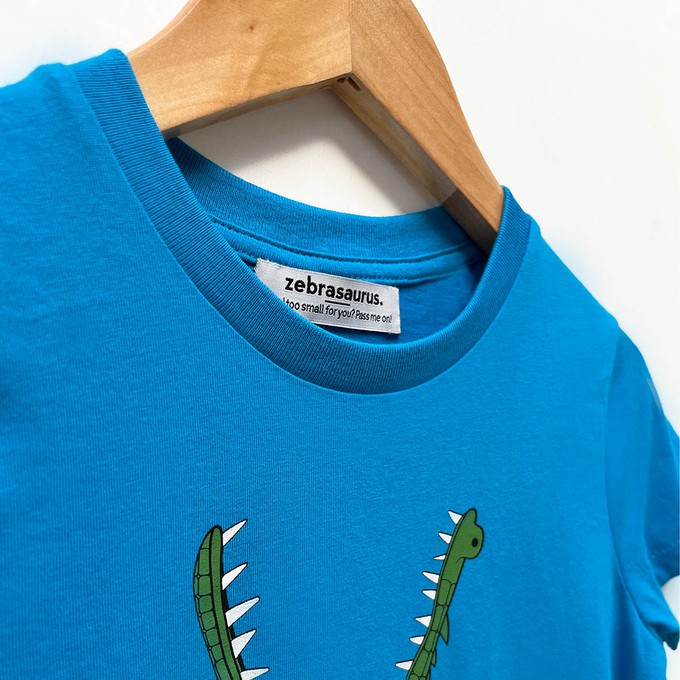 Kinder t-shirt ‘Croc monsieur’ | Azur blue from zebrasaurus