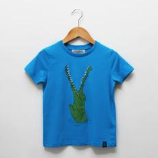 Kids t-shirt ‘Croc monsieur’ | Azur blue van zebrasaurus