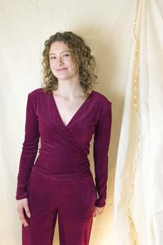 WRAP TOP rib raspberry via ZWAAN
