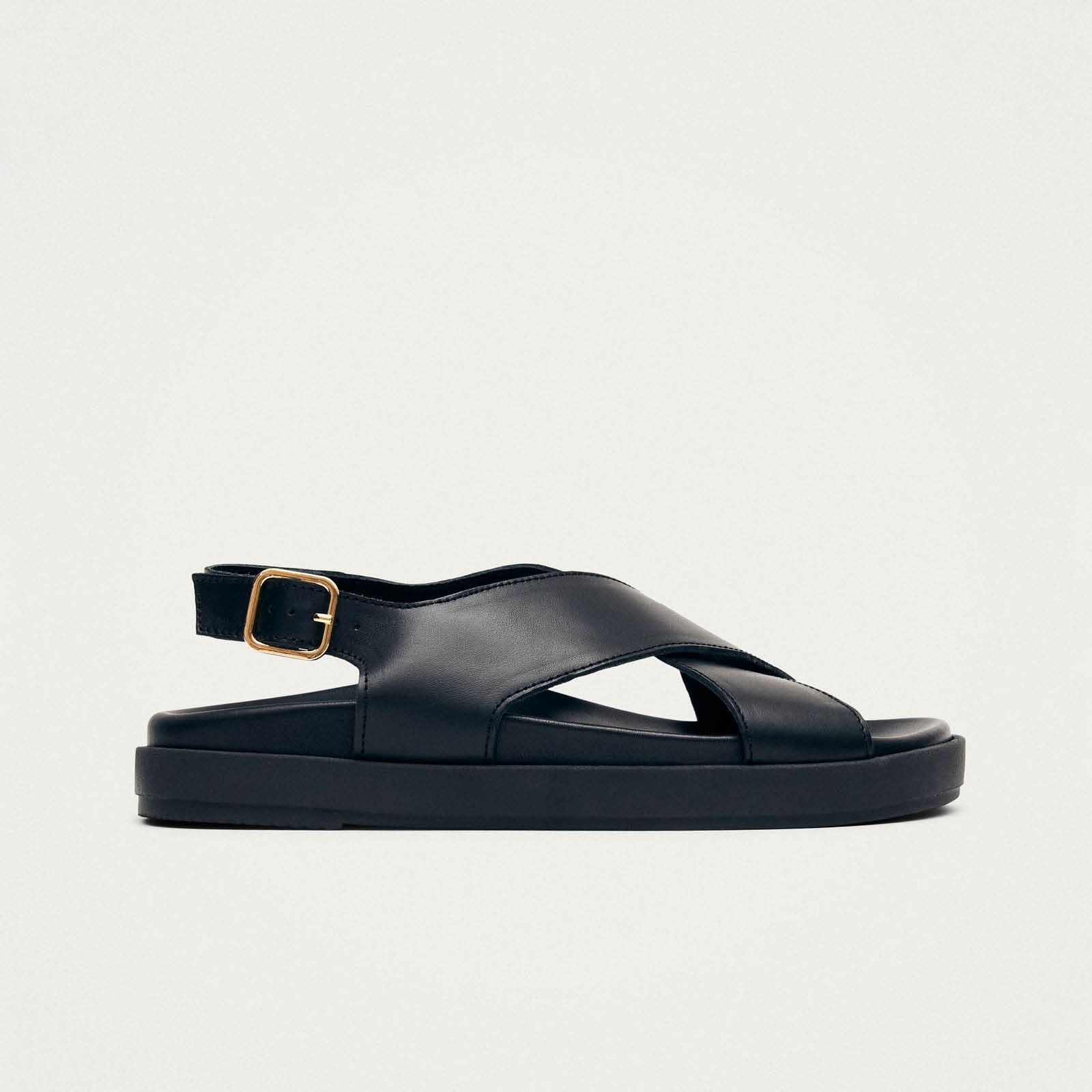 Project Cece | Nico Black Leather Sandals