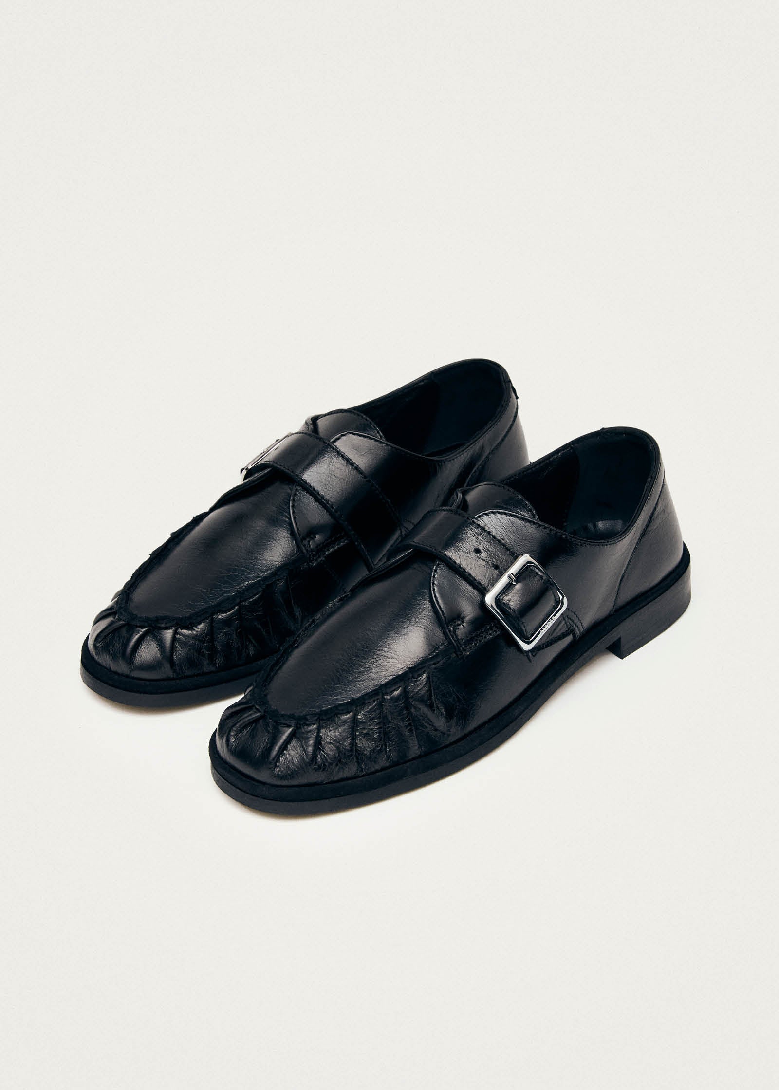 Project Cece | Brandy Black Leather Loafers
