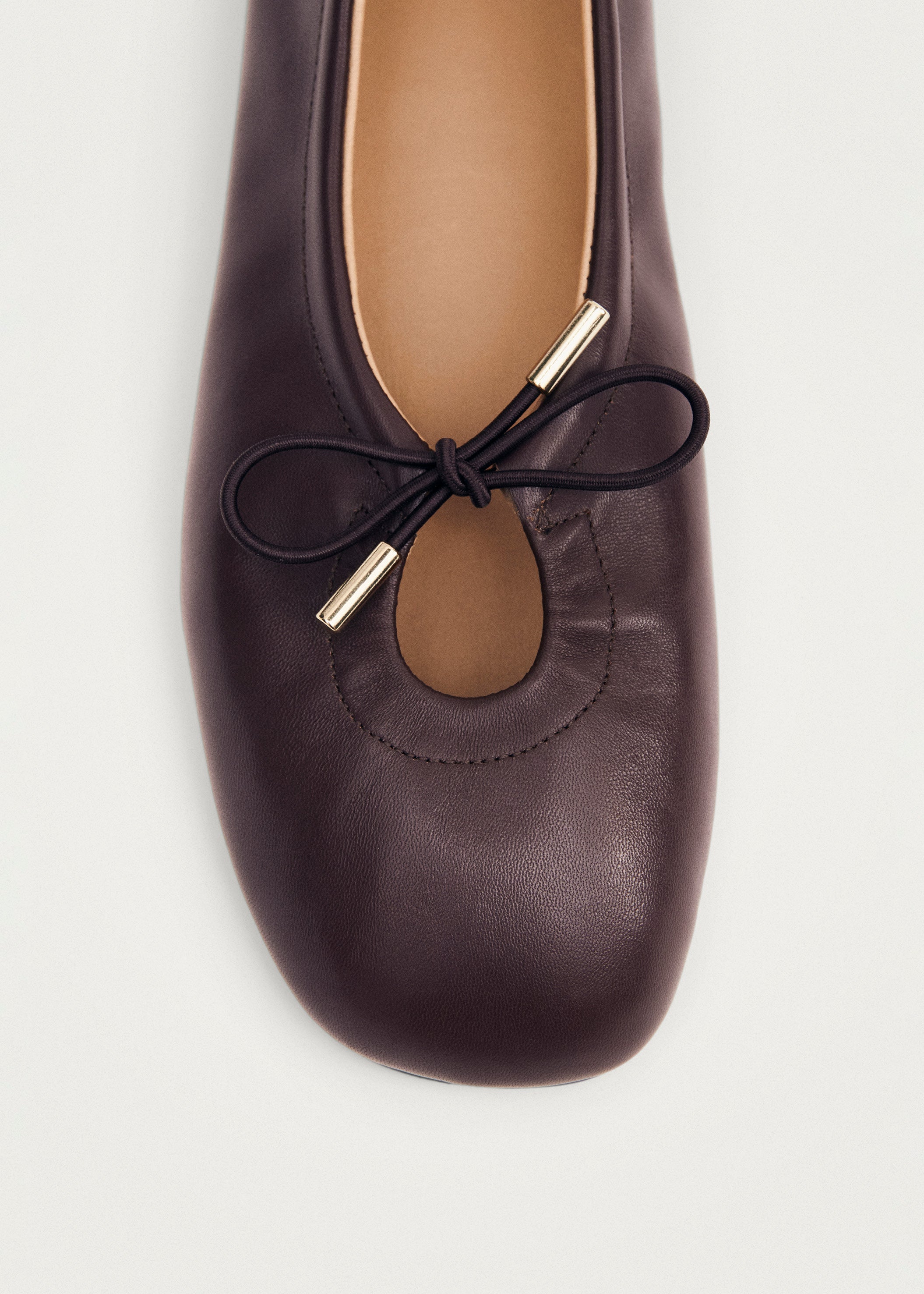 Project Cece | Rosalind Brown Leather Ballet Flats
